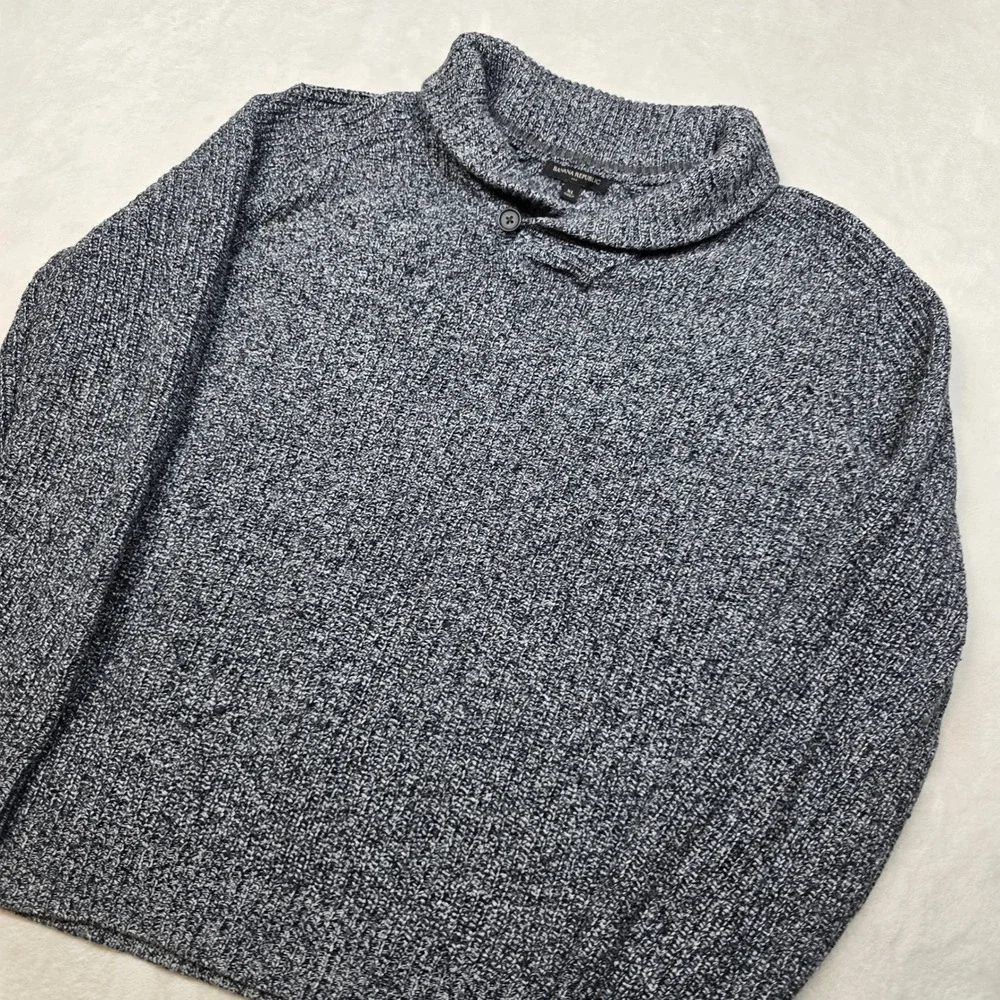Banana‎ Republic Shawl Collar Knit Sweater Mens XL Blue Speckled Button Pullover